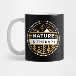 Nature Is Therapy Forest Mountain Logo Mug